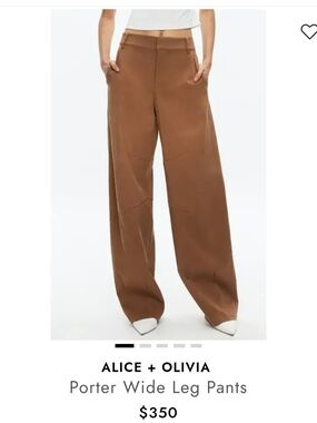 Alice + Olivia Porter Wide Leg Pants Camel Brown Size 0 NWT $350